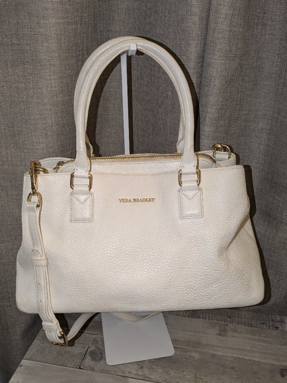 Vera Bradley Quilted Leather Emma Satchel White/Cream
